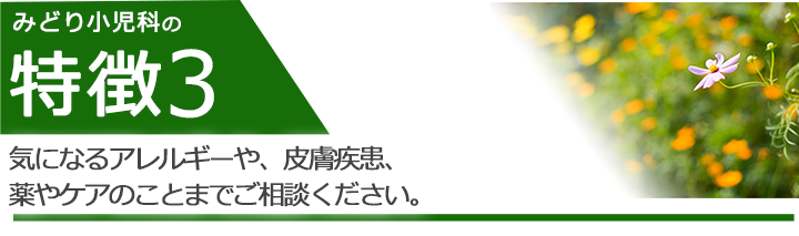 気になるアレルギーや、皮膚疾患、薬やケアのことまでご相談ください。